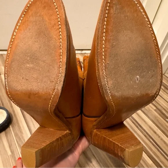 Frye Women's Tall Western Heeled Boots in Cognac Brown - Picture 6 of 14